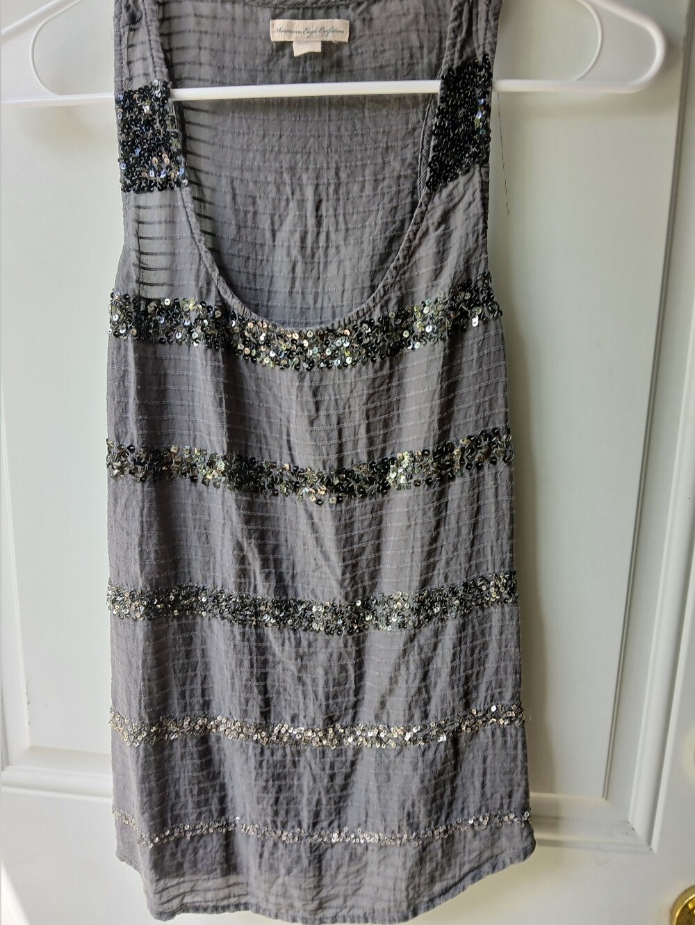 American Eagle Outfitters Sequin Tank Top Black Gray Size 2